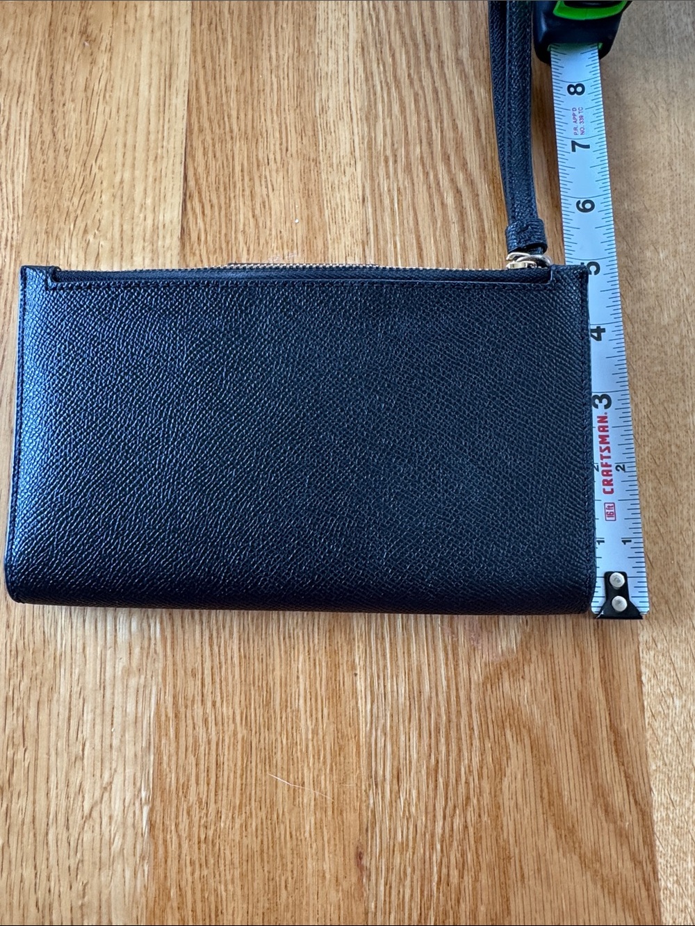 Coach Black Crossgrain Pebbled Leather Tech Wallet Wristlet w/strap Gold Emblem - Picture 4 of 12